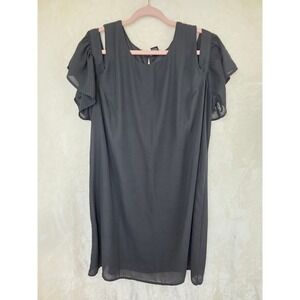 City Streets Black‎ Cold Shoulder Flutter Sleeve Shift Dress Plus Size 18W